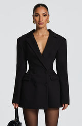 Blazer Minikleid Tailliert Damen – Schwarz