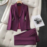 Blazer Und Hose Set Damen – Lila