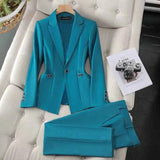 Blazer Und Hose Set Damen – Blau