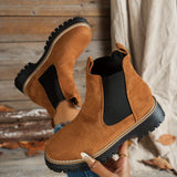 Mehetabel | Damen Chelsea-Stiefeletten mit Profilsohle – Dunkelbraun