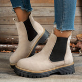 Mehetabel | Damen Chelsea-Stiefeletten mit Profilsohle – Beige