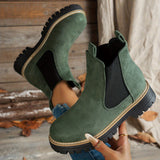 Mehetabel | Damen Chelsea-Stiefeletten mit Profilsohle – Grün