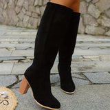 Walburga | Damen kniehohe Westernstiefel mit Innenreißverschluss – Schwarz