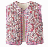 Hannah | Bodywarmer Damen gesteppte Blumen-Weste mit Seitentaschen – Lila