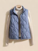 Annika | Bodywarmer Damen Gesteppte Weste mit Stehkragen – Dunstblau
