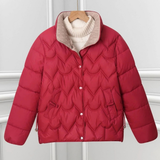 Bora | Damen Kurze Steppjacke mit Stehkragen – Rot