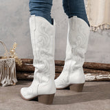 Brecken | Damen Westernstiefel mit weitem Schaft und Reißverschluss – Weiß
