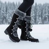 Bregunde | Damen Wasserdichte Winterstiefel Kniehoch – Schwarz