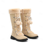 Bregunde | Damen Wasserdichte Winterstiefel Kniehoch – Beige