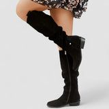 Ailsa | Damen kniehohe Schlupfstiefel mit Ziehlasche – Schwarz