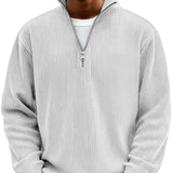 Brenvik | Herren Strickpullover mit Reißverschluss – Weiß