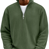 Brenvik | Herren Strickpullover mit Reißverschluss – Olivgrün