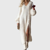 Alina | Damen Urlaubsloungekleid – Lounge Kleid Urlaub Bequem Sommer 2026 – Weiß