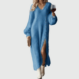 Alina | Damen Urlaubsloungekleid – Lounge Kleid Urlaub Bequem Sommer 2026 – Blau