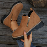 Leryn | Damen Stiefeletten mit Plateausohle & Reißverschluss – Braun