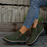 Leryn | Damen Stiefeletten mit Plateausohle & Reißverschluss – Grün