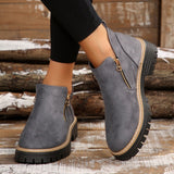 Leryn | Damen Stiefeletten mit Plateausohle & Reißverschluss – Grau