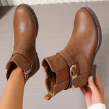 Jemima | Damen Stiefelette Westernschnalle Braun – Hellbraun