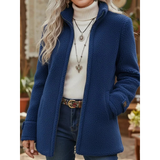 Brigitte | Damen Fleece Winterjacke mit Reißverschluss – Blau