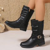 Seren | Damen Stiefelette mit Schnalle, Schwarz – Schwarz