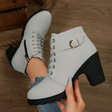 Brinja | Damen Stiefeletten mit Blockabsatz – Hellgrau