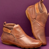 Pellucid | Damen Stiefelette mit Riemenverschluss – Kamelbraun