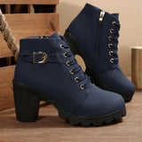 Raphaela | Damen Stiefeletten mit Blockabsatz – Blau