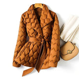 Britta | Damen Steppjacke mit Gürtel Herbst Winter – Braun