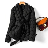 Britta | Damen Steppjacke mit Gürtel Herbst Winter – Schwarz