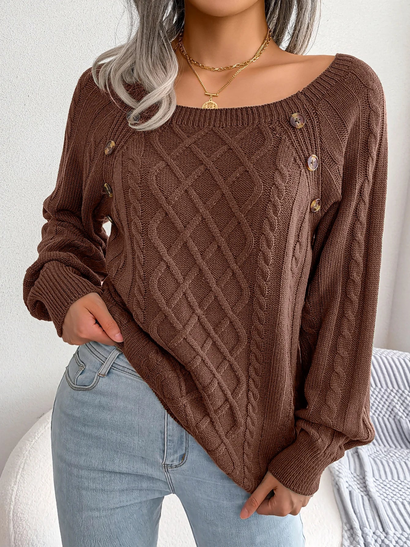 Amelia® | Strickpullover mit Knopfdetails