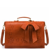 Bernadette – Schleifen-Satchel Handtasche – Cognac