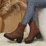 Gethin | Damen Stiefelette mit Blockabsatz – Braun