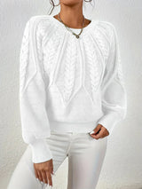 Brunhilde | Damen Strickpullover mit Zopfmuster – Weiß