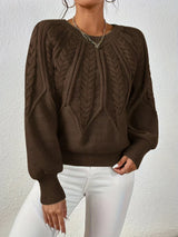 Brunhilde | Damen Strickpullover mit Zopfmuster – Dunkelbraun