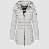 Brunwike | Damen Lange Steppjacke mit Kapuze – Grau