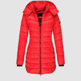 Brunwike | Damen Lange Steppjacke mit Kapuze – Rot