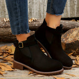 Brynn | Damen Stiefeletten Blockabsatz Schnalle – Schwarz