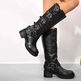 Buckle Biker Boots – Schwarz