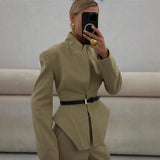 Business Blazer Damen Tailliert mit Gürtel – Olive