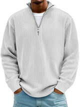 Tobias | Stilvoller Herren Rippstrickpullover Mit Quarter-Zip – Weiß