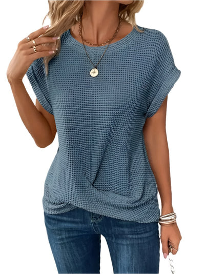 Amadita® | Gestrickte Wickelbluse für Damen in schlichten Farben