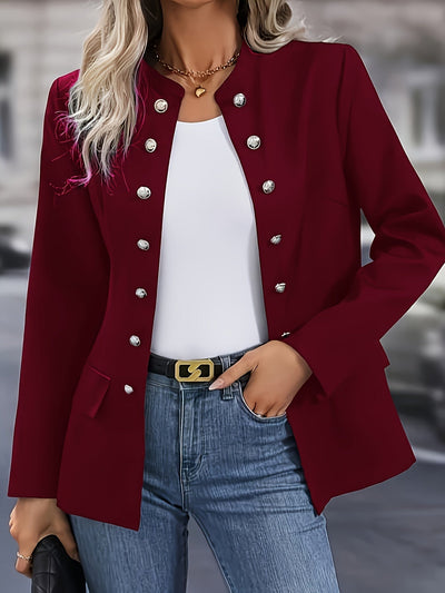 Eleganter Einfarbiger Langer Blazer Mit Knöpfen Für Damen |  Ideal für das tägliche Tragen