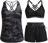 Désirée | Dreiteiliges Damen-Tankini mit Palmenprint – Stil 4