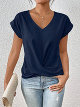 Anka | Damen T-Shirt Eleganter Ausschnitt – Bequemes Top Ausschnitt Sommer 2026 – Blau