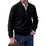 Owen | Eleganter Herren Strickpullover Mit Quarter-Zip – Schwarz