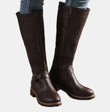 Giselle | Elegante kniehohe Reitstiefel mit Schnallendetails – Dunkelbraun