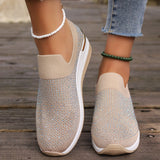 Genovefa | Glitzernde Damen-Sneaker zum Hineinschlüpfen – Khaki