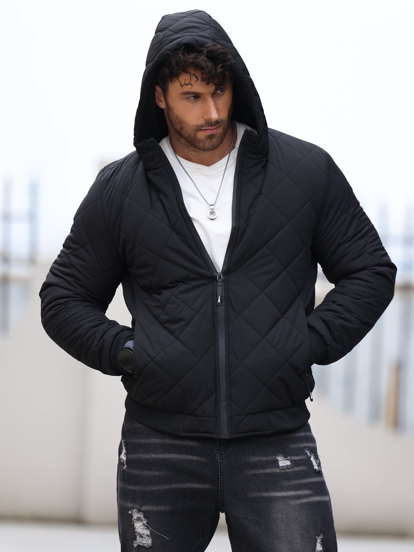 Stilvolle einfarbige Puffer-Winterjacke für Herren | Ideal für den Winter