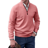 Owen | Eleganter Herren Strickpullover Mit Quarter-Zip – Rosa