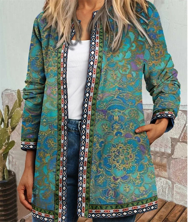 Elke® | Boho-Jacke mit farbenfrohem Muster